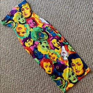 Rainbow Marilyn Monroe body con midi dress
